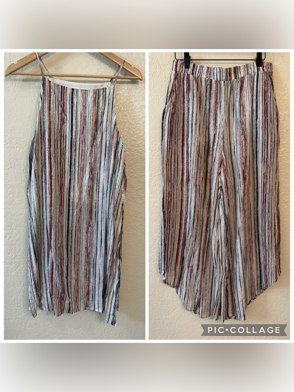 🎆BCBGeneration🎆 Multicolor Stripe tunic and pant set. Top size L. Pant size M